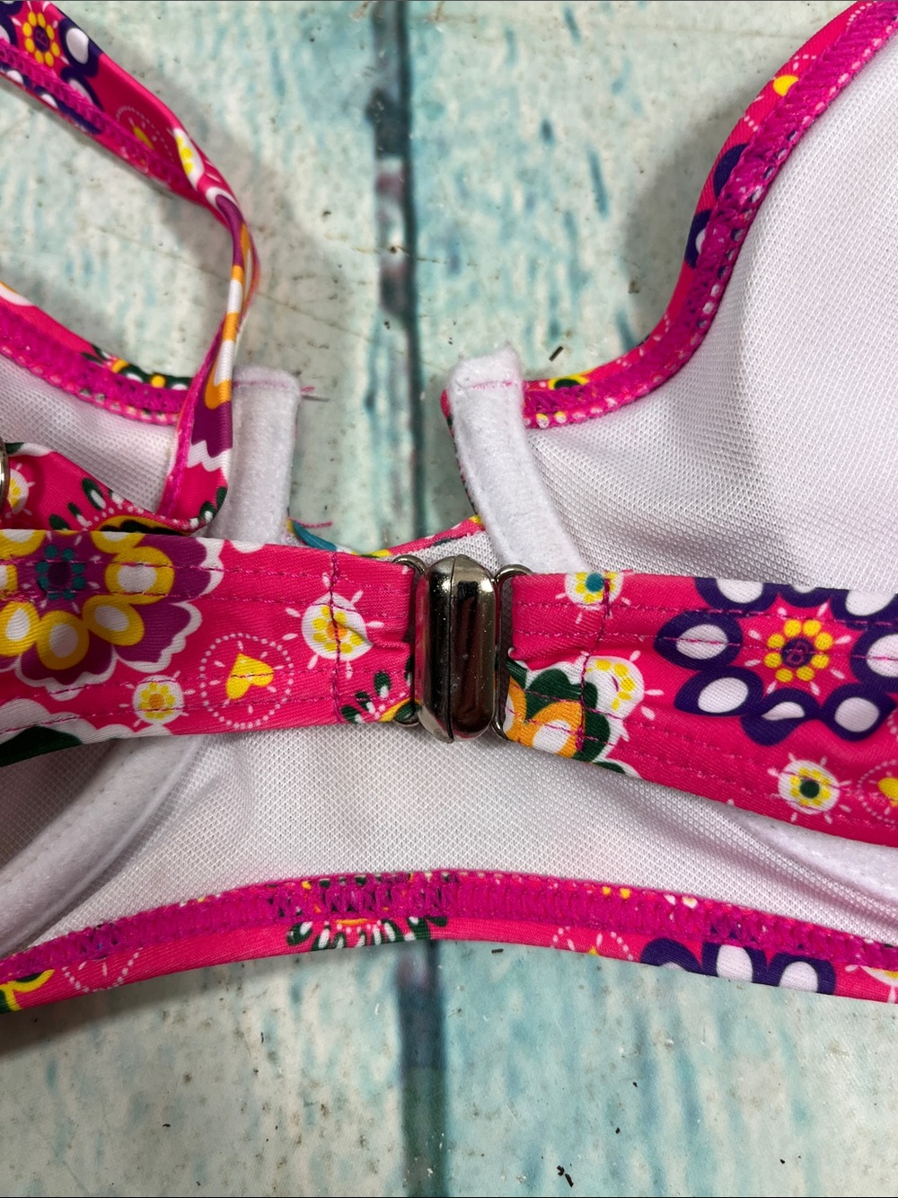 Pink Floral Bikini Set - Bright Multicolor Flower Print Size Large - Picture 5 of 5